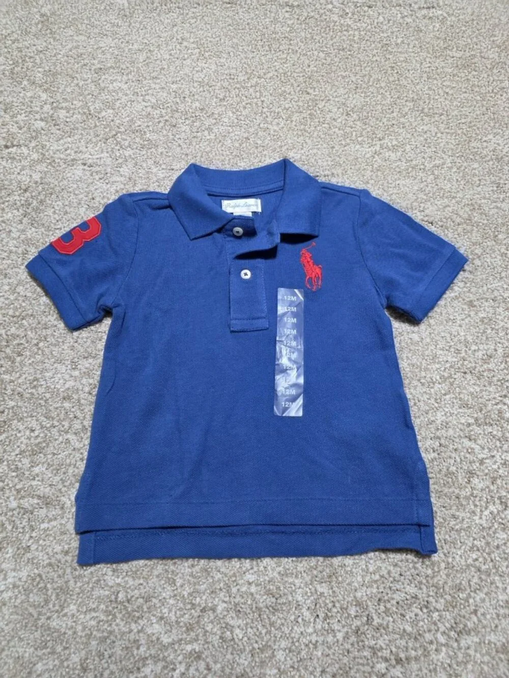 Ralph Lauren Baby Toddler Blue Polo Short Sleeve T Shirt Size 12M